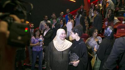Emirati filmmaker Amena Al Nowais, right, with Omnia Ibrahim, the subject of her award-winning documentary. Silvia Razgova / The National