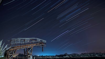 The Quadrantids, the first meteor shower of 2022, over the village of Hinojedo, in Spain. EPA