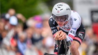 UAE Team Emirates-XRG rider Tadej Pogacar competes in the prologue of the Tour of Romandie. AFP