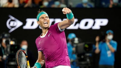 Spain's Rafael Nadal celebrates winning his third-round match against Russia's Karen Khachanov. Reuters