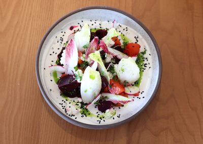 Heirloom baby beets with local chammy cheese and Emirati honey. Chris Whiteoak / The National