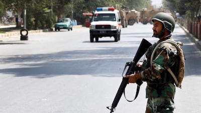 Afghan security forces secure the scene after a suicide bombing in Kabul on September 5, 2019. EPA