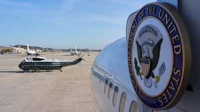 Marine Two, with Vice President JD Vance aboard, arrives at Joint Base Andrews, Maryland. AFP