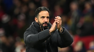 Manchester United manager Ruben Amorim applauds the Old Trafford fans. PA
