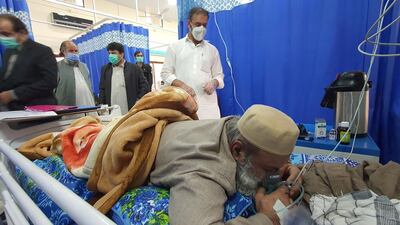 A suspected Covid-19 patient at a hospital in Quetta, Baluchistan province, Pakistan. Oxygen cylinders in various Pakistani cities have become scarce amid the ongoing coronavirus pandemic. EPA