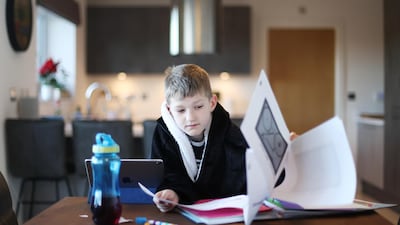Zac receives online learning from his school at his home in Keele, Staffordshire. Reuters