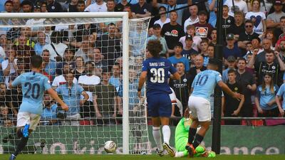 Soccer Football - FA Community Shield - Manchester City v Chelsea - Wembley Stadium, London, Britain - August 5, 2018 Manchester CityÕs Sergio Aguero scores their second goal REUTERS/Toby Melville