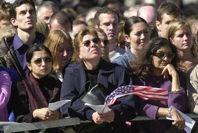 Mourners outside London's St Paul's Cathedral on September 14, 2001, three days after the attacks. AFP