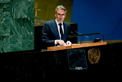 Dutch Prime Minister Dick Schoof speaks at the United Nations General Assembly in New York. Bloomberg