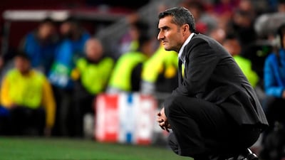 Barcelona's manager Ernesto Valverde watches on. AFP