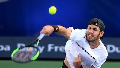 Khachanov of Russia in action. EPA