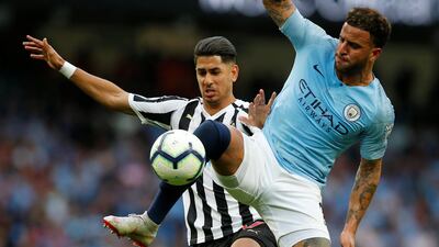 Kyle Walker, right, scored his first goal for Manchester City in Saturday's 2-1 win over Newcastle United. Reuters