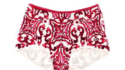 Majolica bikini set, Dh2,676, Dolce & Gabbana at Cettire. Photo: Cettire