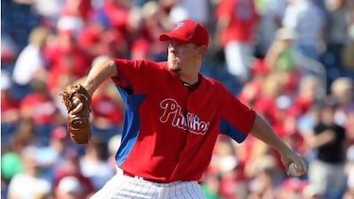 Dan Meyer pitches during a Spring training game in 2011 for the Philadelphia Phillies. Mike Janes / AP Photo
