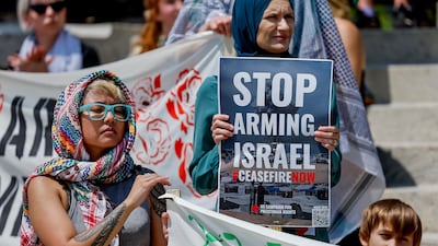 Pro Palestinian protesters, on the eve of the Democratic National Convention in Chicago. EPA