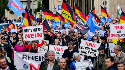 A rally of AfD supporters and other far-right groups in Berlin. AFP