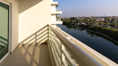 One of the apartment's four large balconies, with grand views over Jumeirah Heights West