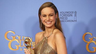 Brie Larson poses with the award for Best Performance by an Actress in a Motion Picture — Drama for her role in Room during the 73rd Golden Globe Awards. Lucy Nicholson / Reuters