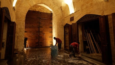 Restorations of the al-Saqatiyah Market in the old city of Aleppo, Syria have cost Dh1.5 million ($400,000) and took around eight months, with funding from the Aga Khan Foundation. AP