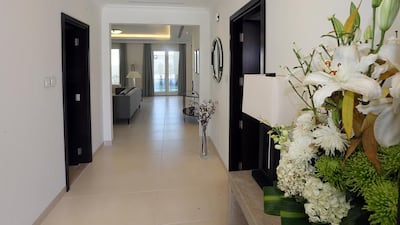 View of the living room area of a four-bedroom villa at Villa Lantana in Dubai. Satish Kumar / The National