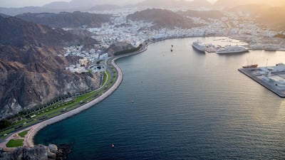 An aerial view of the Corniche Muttrah, in the Omani capital Muscat. AFP