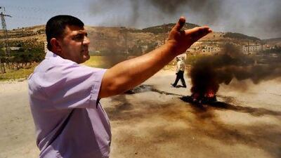 Ghassan Doughlas at a demonstration against the Palestinian Water Authority in Nablus last week. Ilan Mizrahi for The National