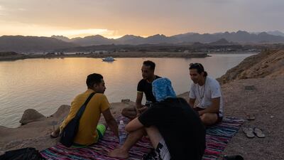 People gather at the old part of Sharm El Sheikh.