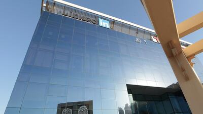 Above, Linkedin's office at Dubai Internet City. Jeffrey E Biteng / The National