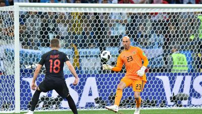 Willy Caballero: Argentina v Croatia, 2018 World Cup group: If the modern day goalkeeper is required to be adept with his feet, someone forgot to pass the memo to Willy Caballero. With the game poised at 0-0 the Argentina goalkeeper inexplicably chipped a pass that fell about 20 yards short of its intended teammate. Ante Rebic waited for the ball to come back down before unleashing an unstoppable volley as Croatia went on to win 3-0. Quite what Caballero was thinking is anyone’s guess. Getty Images