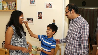 Pankti Shah, a 17-year-old aspiring electronics and communications engineer, said scoring 98 per cent in the sciences stream was all about hard work. Pawan Singh / The National