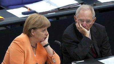 The German chancellor Angela Merkel and finance minister Wolfgang Schaeuble. Thomas Peter / Reuters