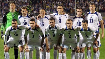 Bosnia team photo taken during World Cup qualifying on October 11, 2013. Fehim Demir / EPA