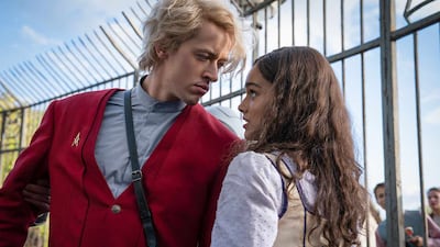 Coriolanus Snow (Tom Blyth) and Lucy Gray Baird (Rachel Zegler) in The Hunger Games: The Ballad of Songbirds & Snakes. Photo: Lionsgate