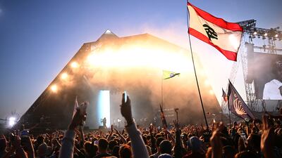 Kendrick Lamar performs on the Pyramid Stage at this year's Glastonbury Festival. Reuters