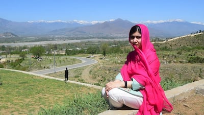 Pakistani activist and Nobel Peace Prize laureate Malala Yousafzai poses for a photograph at all-boys Swat Cadet College Guli Bagh, during her hometown visit. Abdul Majeed/ AFP Photo
