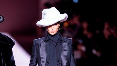 Joan Smalls walks the runway during the Tom Ford autumn/winter 2019 fashion show at New York Fashion Week on February 6, 2019. AFP