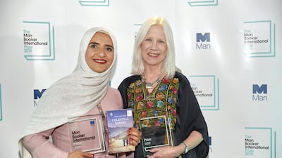 Author Jokha Alharthi and Marilyn Booth at the Man Booker prize awards.
