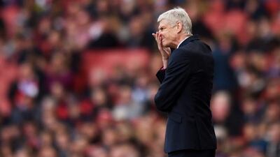Arsenal manager Arsene Wenger shown dejected during his team’s draw on Sunday. Action Images via Reuters / Tony O’Brien