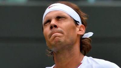 Spain's Rafael Nadal reacts after a point lost against Belgium's Steve Darcis.