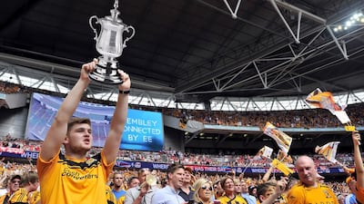 Hull City fans cheer before the start of the FA Cup final match against Arsenal at Wembley Stadium on Saturday. Glyn Kirk / AFP / May 17, 2014