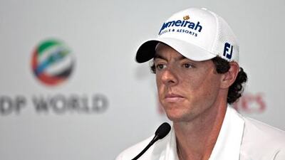 Rory McIlroy speaks to the press ahead of the DP World Tour Championship