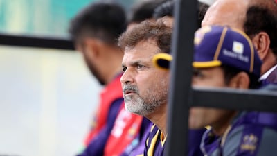 Quetta's coach Moin Khan watches on during the match.