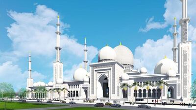 The UAE is to develop a mosque complex in Malaysia inspired by the design and values of the Sheikh Zayed Mosque. Courtesy Government of Abu Dhabi