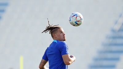 Kalvin Phillips during the training session in Qatar. PA