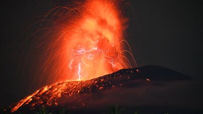 Hot lava spews from Mount Ibu in North Maluku province, Indonesia. EPA