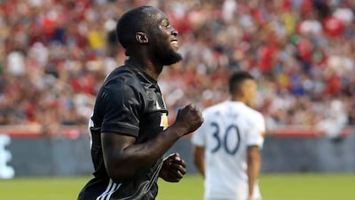 Manchester United forward Romelu Lukaku celebrates after scoring against Real Salt Lake during the first half of a friendly match in Sandy, Utah. Rick Bowmer / AP Photo