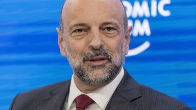 Jordanian Prime Minister Omar Al Razzaz addresses a panel session at the 50th annual meeting of the World Economic Forum in Davos, Switzerland on January 22, 2020. EPA