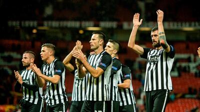 Partizan Belgrade players after the match. EPA