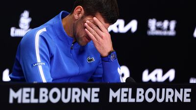 Serbia's Novak Djokovic during his post-match press conference. Reuters