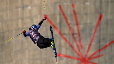 Mathilde Gremaud of Switzerland competes in the women's Freeski Big Air qualifying round during the FIS Snowboard & Freeski World Cup 2024 at the Shougang Park in Beijing on Friday November 29. AP